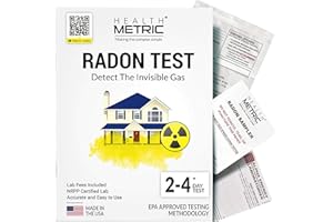 HEALTH METRIC Radon Test Kit for Home - Easy to Use Charcoal Radon Gas Detector for Peace of Mind | 48-96h Short Term EPA Approved Radon Tester | Includes Lab Fees | Protect Yourself and Your Family | 1-Pack