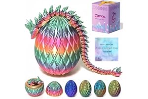 MAYICAL 12" 3D Printed Crystal Dragon with Diamond Egg - Include Gift Box & Card, 3D Printed Animals, 3D Printed Fidget Toys, Executive Desk Pet, Figurine Decor (Candy Coloured)