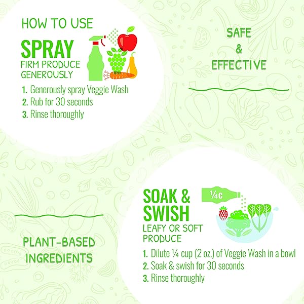 VEGGIE WASH FRUIT & VEGETABLE WASH, PRODUCE WASH AND CLEANER, 16-FLUID OUNCE, CASE OF 12, PACKAGING MAY VARY