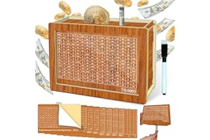 Hatzelou Kakeibo Money Savings Box, Wooden Cash Saving Challenge Box, Cash Savings Box for $500 $1000 $3000 $4000 Target Money Saving Challenge, Cash Vault Saving Box with Counter
