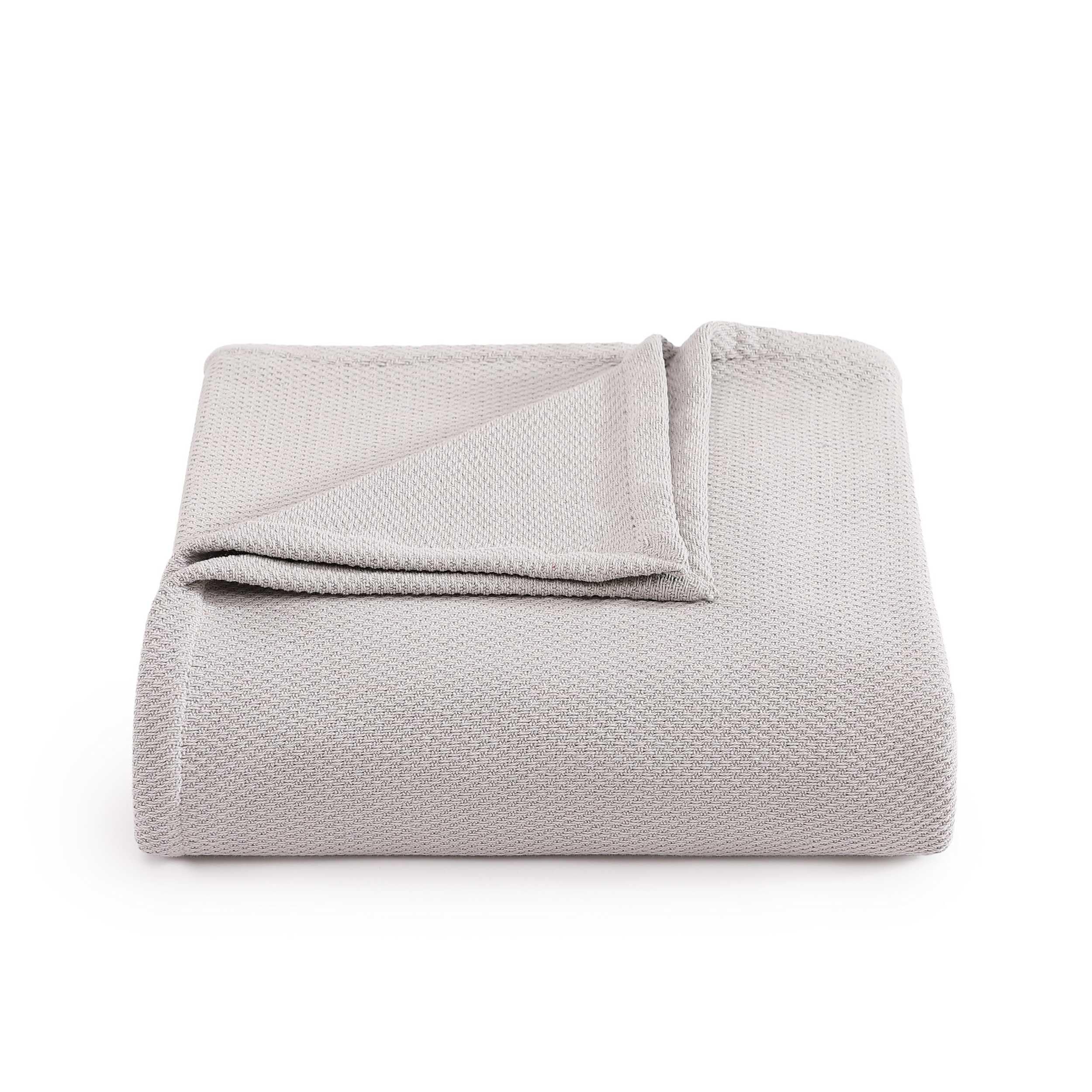 Photo 1 of Tommy Hilfiger - King Cotton Blanket, Textured Pique Weave Bedding, Medium Weight Soft Blanket, Anti-Pilling & Fade Resistant, Ideal for Layering, Oeko-TEX Certified (Grey)