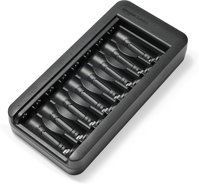 NiMH Batterieset wiederaufladbar, 8er-Pack AA-Batterie 2000 mAh, mit Batterieladegerät mit Platz für 8 Batterien, ohne AC-Netzadapter, USB-C-Anschluss