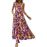 PRETTYGARDEN Women Dresses 2026 Summer Floral Sleeveless Maxi Dress Casual Spaghetti Strap Tiered Flowy Beach Long Dress