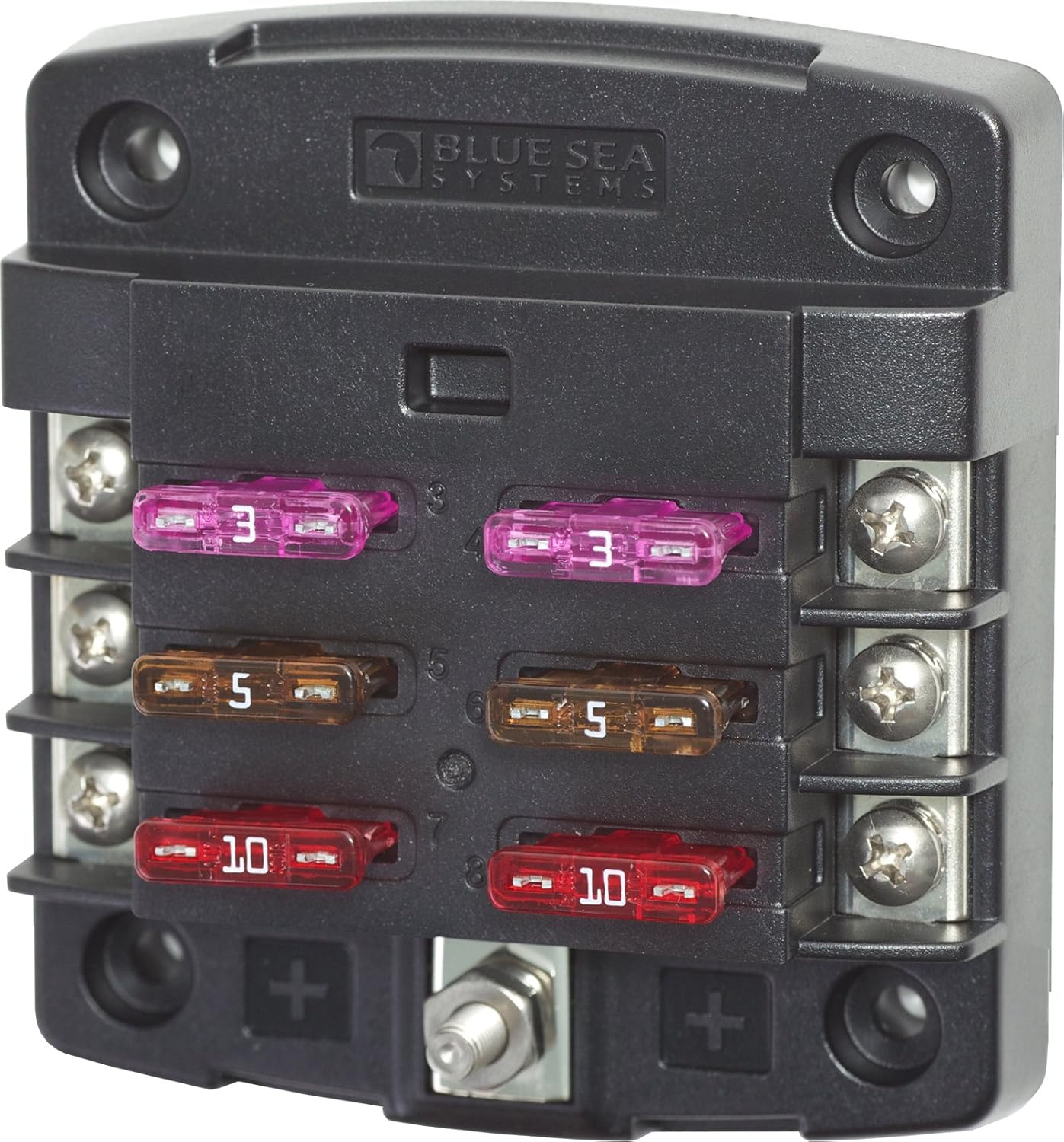 Blue Sea Systems ST Blade Fuse Block - 12 Circuits with Negative Bus & Cover : Fuse Block With Relay : Sports & Outdoors