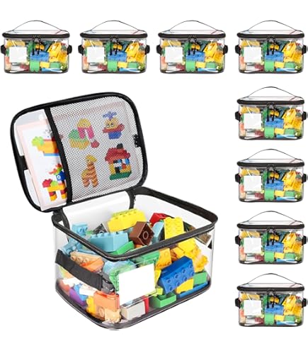 Lot De 6 Sacs De Rangement Transparents PVC - 35x24x18cm, Poignées, Fermeture éclair, Pour Jouets, Cosmétiques, Voyage