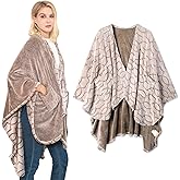 Bcareself Double-Sided Wearable Blanket Ultra Soft Flannel Shawl Blanket, Reversible Blanket,with Pockets, for Women and Men
