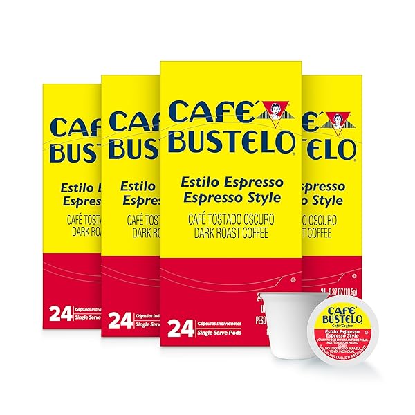 CAFÉ BUSTELO ESPRESSO STYLE DARK ROAST, SINGLE SERVE COFFEE PODS, 24 COUNT (PACK OF 4)