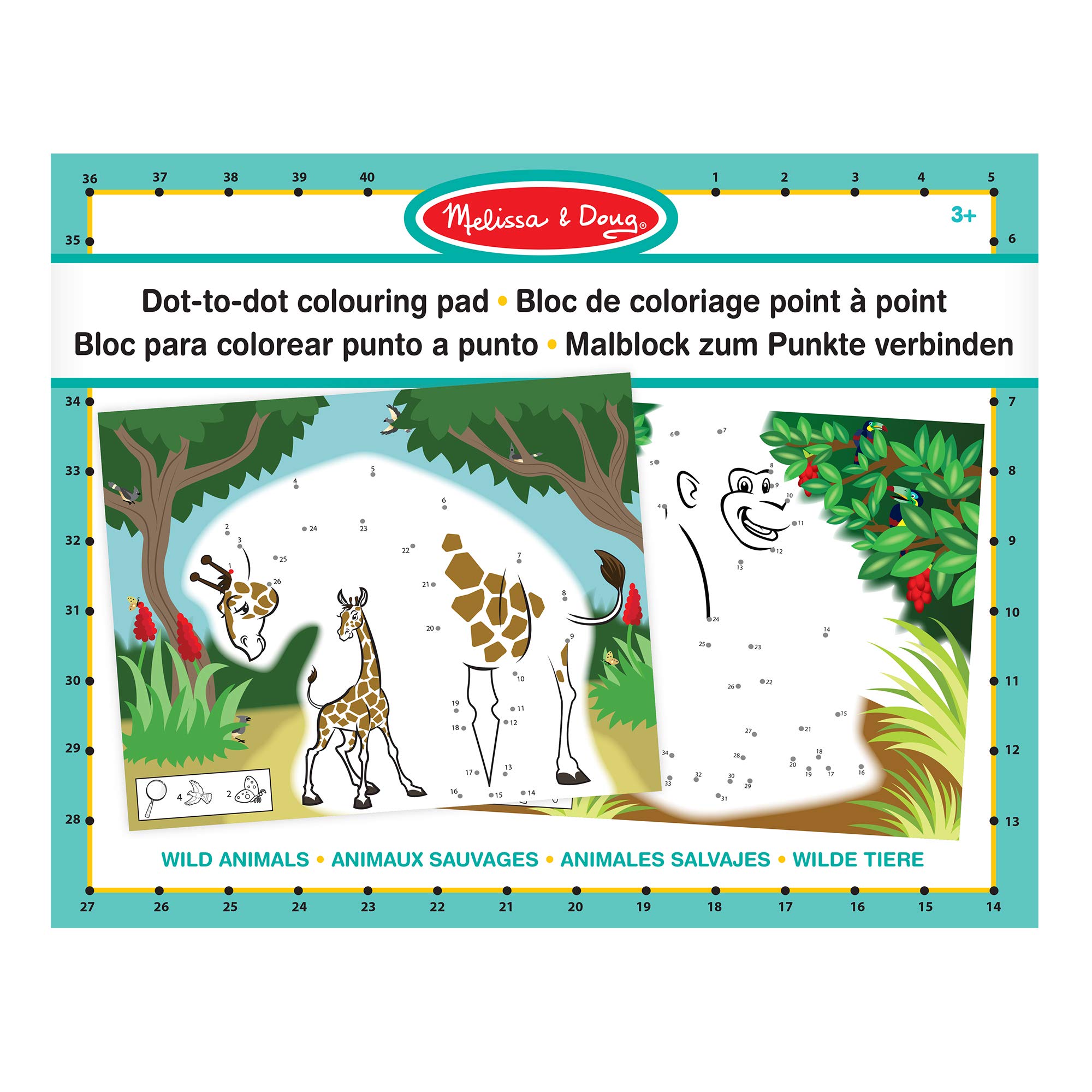 Melissa & Doug ABC 123 Dot-to-Dot Coloring Pad – Wild Animals