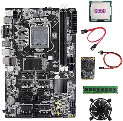 Nicfaky B75 Mining Motherboard 12 PCIE G550 CPU 4GB DDR3 RAM 128GB SSD Fan