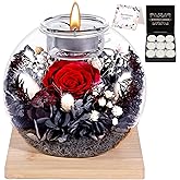 NERCHVO Valentines Birthday Gifts for Women Preserved Roses in Glass Dome with Scented - Romantic Preserved Flower for Women, Girlfriend, Wife, Mom, Grandma, Sister, Her-Red