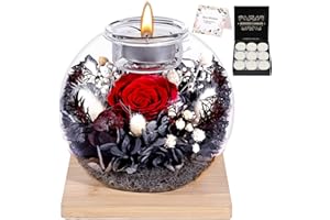 NERCHVO Christmas Birthday Gifts for Women Preserved Roses in Glass Dome with Scented - Romantic Preserved Flower for Women, Girlfriend, Wife, Mom, Grandma, Sister, Her-Red