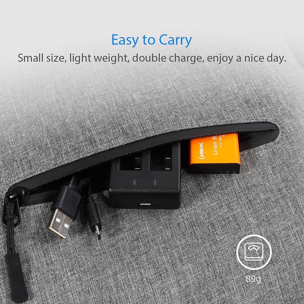 2X1350mAh Action Camera Battery Rechargeable for CAMKONG/AKASO EK7000