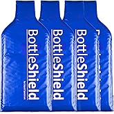 Reusable Wine Protector Travel Bag by Bottle Shield (4-Pack) - Bubble Cushioning Wrap Suit | Unbreakable Bottle Sleeve, Leak Proof - Wine Tote Bags Accessory for Suitcase Luggage, Blue