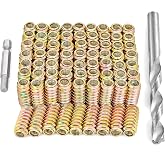 80Pcs 1/4"-20x25mm-H Flushed Nut Inserts Wood Threaded Fastener for Furniture