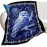 Owl Night Throw Blanket Owls Moon Print Blankets Gifts for Couch Sofa Bed Stuff Decor Soft Cozy Fleece Plush Flannel Bedding for Lover Men Women Adults 40"x50"