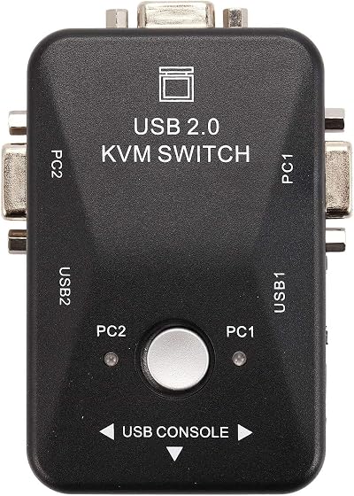Uinfhyknd USB VGA KVM Switch 2 Port SVGA Keyboard Mouse 1920x1440