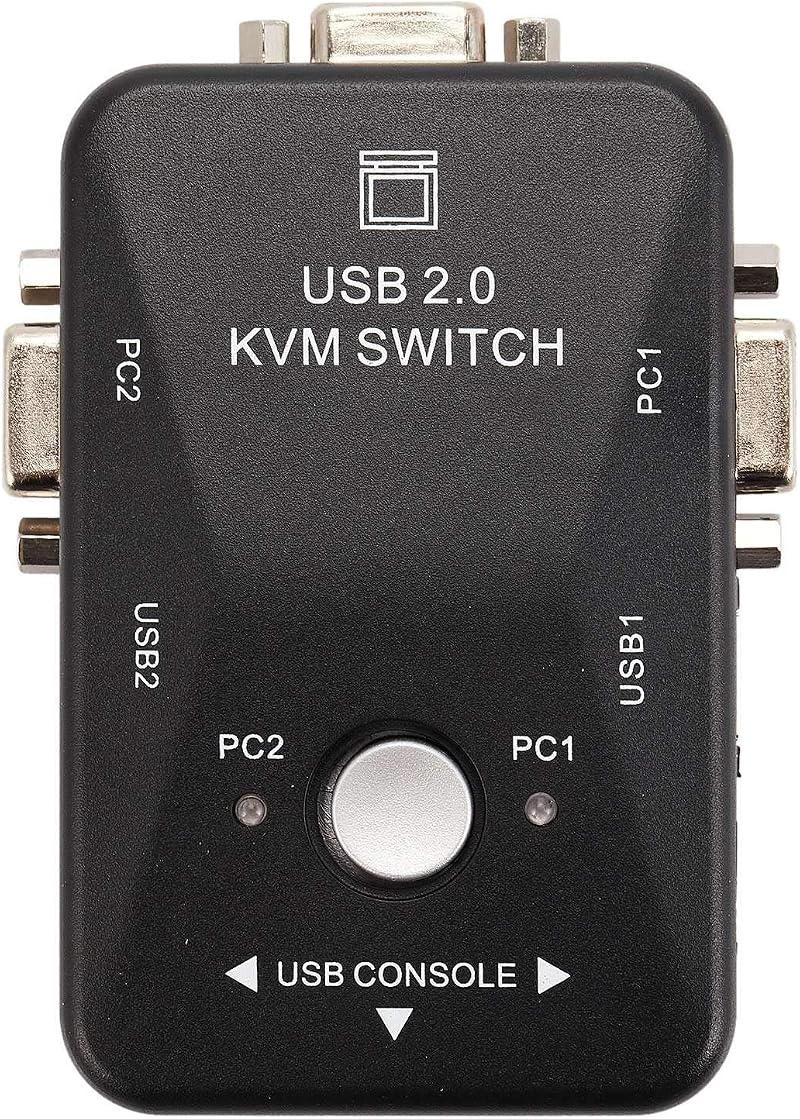 Uinfhyknd USB VGA KVM Switch 2 Port SVGA Keyboard Mouse 1920x1440