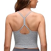 CRZ YOGA Cut-Out Y Back Crop Tank Tops for Women - Scoop Neck Spaghetti Strap Racerback Yoga Longline Sports Bra Non Padded