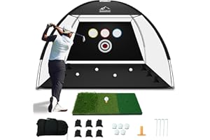 AZAEAHOM Golf Net, 10x7 Ft Golf Hitting Net with Tri-Turf Mat, Multi-Target Golf Practice Net for Outdoor/Indoor Chipping & Driving, Ideal Gift for Men/Dad/Husband/Golfers
