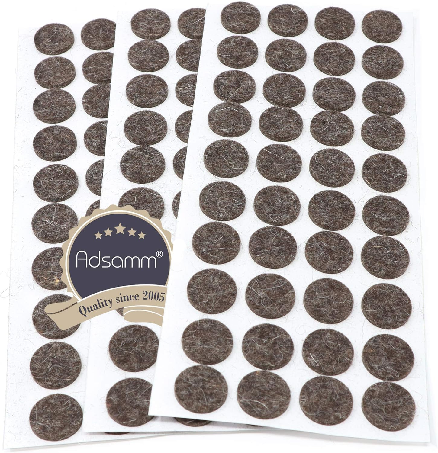Adsamm® / 120 x self-adhesive wool felt pads / brown / diameter 18 mm / round / 3 mm thick extra soft natural stick-on felt furniture glides / furniture protective pads - Image 4