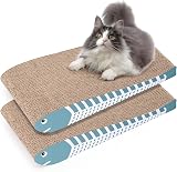 ComSaf Cat Scratching Board 2 Pack Blue Curved Double-Sided Cardboard