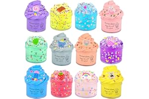 WUJYLY Slime Kit 12 Pack, with 6 Butter Slime and 6 Crystal Slime for Party Favors, Scents Slime Putty Soft and Non-Sticky, Birthday Gift Carnival Prizes, Stress Relief Toy for Kids Education