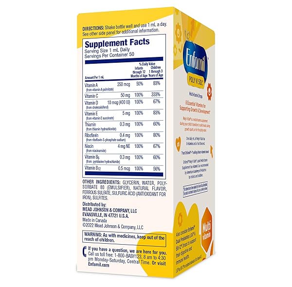 ENFAMIL POLY-VI-SOL LIQUID MULTIVITAMIN SUPPLEMENT FOR INFANTS AND TODDLERS, 50 ML DROPPER BOTTLE