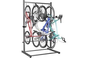 TORACK Garage Freestanding Hanging Bike Stand for Garage, Heavy Duty 4 Bikes Vertical Bike Storage Stand Floor Bike Storage Rack