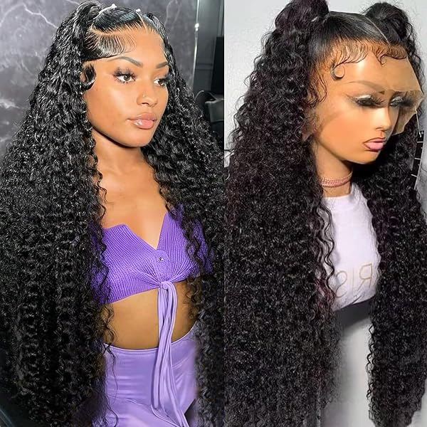 Amazon.com : SEEBTWMS 26 Inch Water Wave Lace Front Wigs  display picture 3