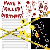 Akide Halloween Crime Scene Decorations Kit Have A Killer Birthday Banner Body Silhouette Crime Scene Tape Evidence Markers Mugshot Backdrop for Detective Murder Mystery Dexter Party Decorations