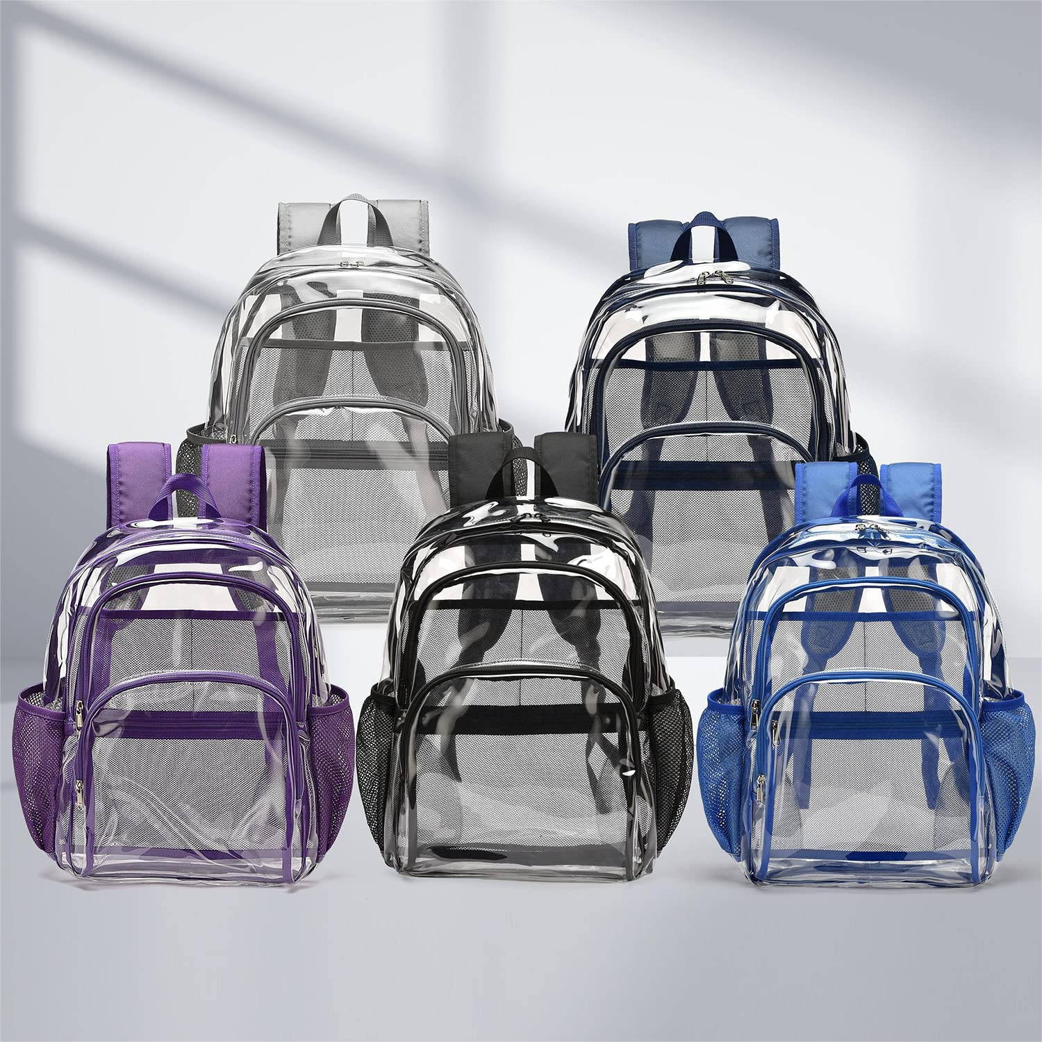 Clear Backpack, Clear Bag Stadium Large See Through Bookbag Heavy Duty PVC Transparent Backpacks for School