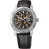 Seiko SSA461 Watch for Men - Presage Collection - Stainless Steel Case, Leather Strap, Elegant Design, Precision Timekeeping, Gold and Black