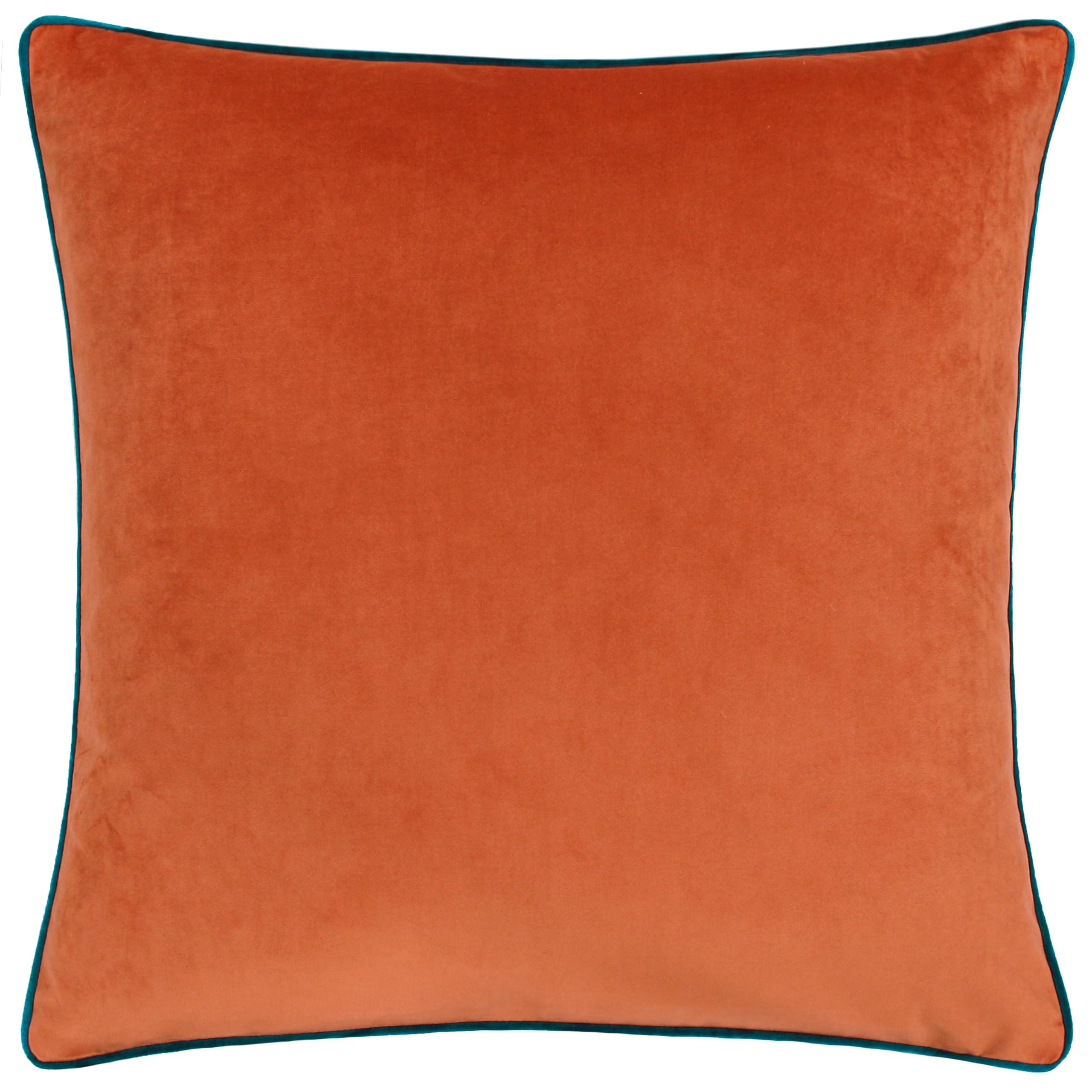 Riva Paoletti - Meridian Signature Collection - Cushion Cover in Tiger Orange/Teal Blue - Velvet Feel Fabric - Machine Washable - 100% Polyester - 55 x 55cm (22" x 22" inches), MERIDI/CC8/TITE