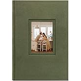 Golden State Art, Suede Faux Leather Photo Album Hold 300 4x6 Photos with Memo Writing Space,Great for Wedding Family Christmas(DIY Cover,Color:Grass Green)