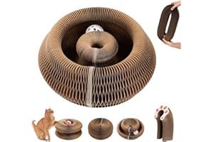 GRENBEN Kitty Kurlz, Kitty Kurlz Cat Toy, Cat Accordion Toy, Cat Accordion Toy with Ball, Foldable Accordion Cat Toy, Interactive Scratch Pad Cat Toy with Toy Bell Ball, Magic Organ Cat Scratching Board