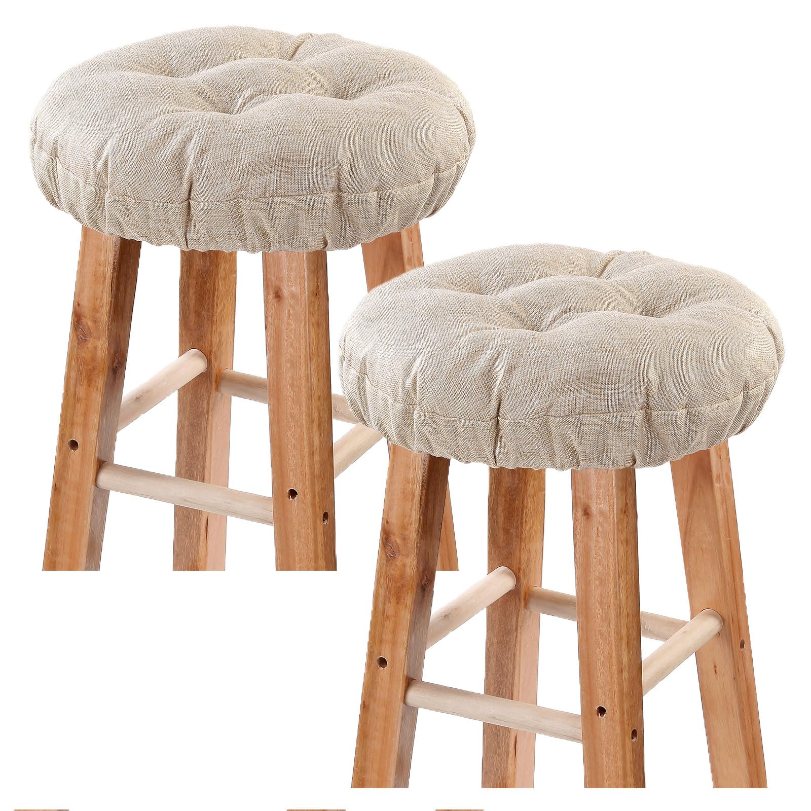 Photo 1 of LYLNBYWK Bar Stool Covers Set of 2, Stool Covers Round with Elastic Band Pad, Soft Stool Seat Covers, Nonslip and Washable, 12 Inch, Beige