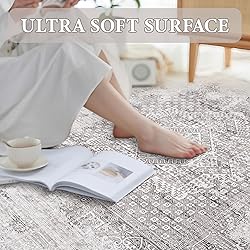 Area Rug 6x9 Vintage Rug: Washable Indoor Medallion