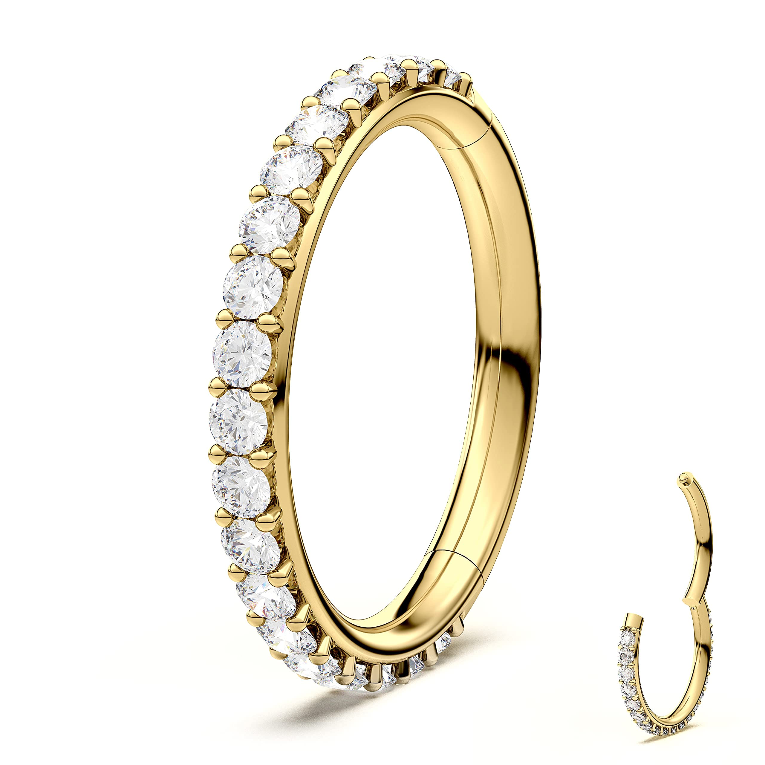 AVNIS Helix Piercing Jewelry for Women – Stainless Steel Clear CZ Stone Nose Ring Hoop – 16G Tragus Earring – Modern Helix Rings