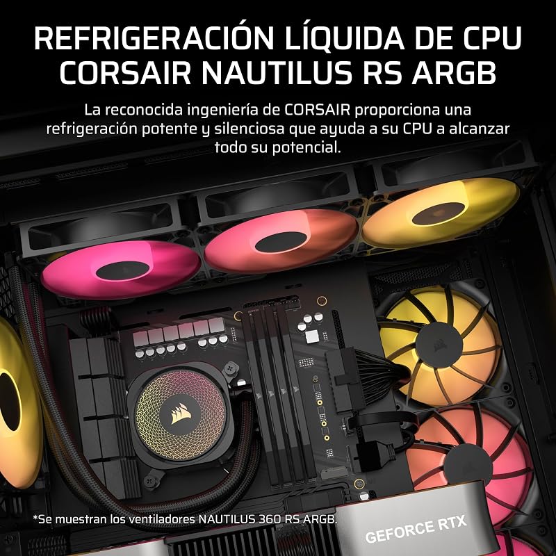 CORSAIR Nautilus 240 RS ARGB CPU Liquid Cooling – 240mm AIO – Conexão direta com a placa-mãe – Intel LGA 1851/1700, AMD AM5/AM4 – 2X RS120 ARGB Fans Included – Preto