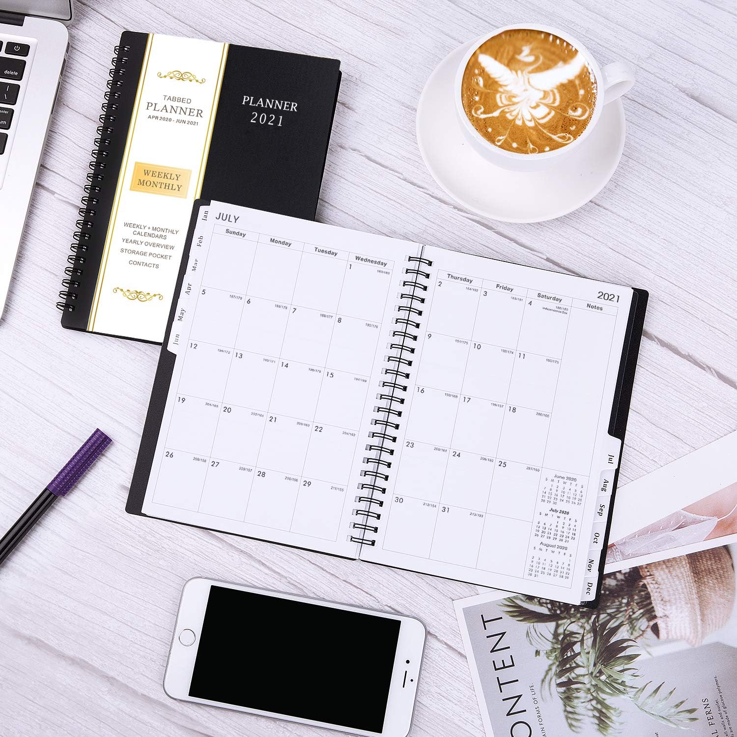 2021 Planner - Weekly & Monthly Planner with Flexible Cover, Jan.- Dec, Strong Twin - Wire Binding, Round Corner,Improving Your Time Management Skill: Office Products