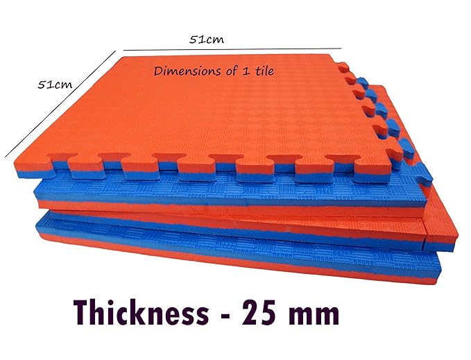 eHomeKart - EVA Kids Interlocking Play Mat - 25 mm Thickness - Set of 4 Tiles - 51 cm x 51 cm Each Tile - 11.6 Square Feet Total Area