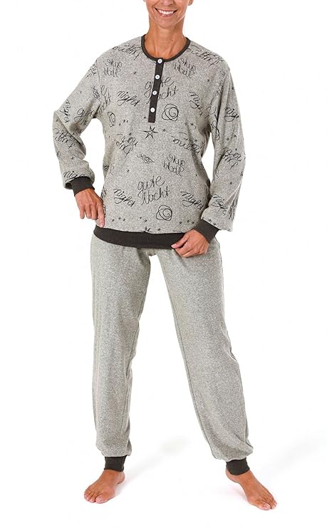 Normann Copenhagen Frottee Damen Pyjama lang mit Bündchen - perfekt für die kalte Jahreszeit - 59492