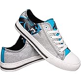 FOCO Carolina Panthers NFL Womens Glitter Low Top Canvas Shoes - 8