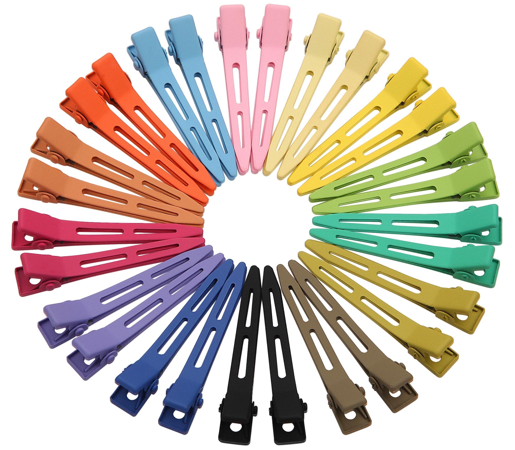 Mbsomnus 30pcs Pin Curl Clips Colorful Hair Clips for Styling Sectioning Hair Clips Metal Hairdressing Clips Single Prong Alligator Curl Clips for Women Girls Salon Bows DIY(15 Colors) — image 1