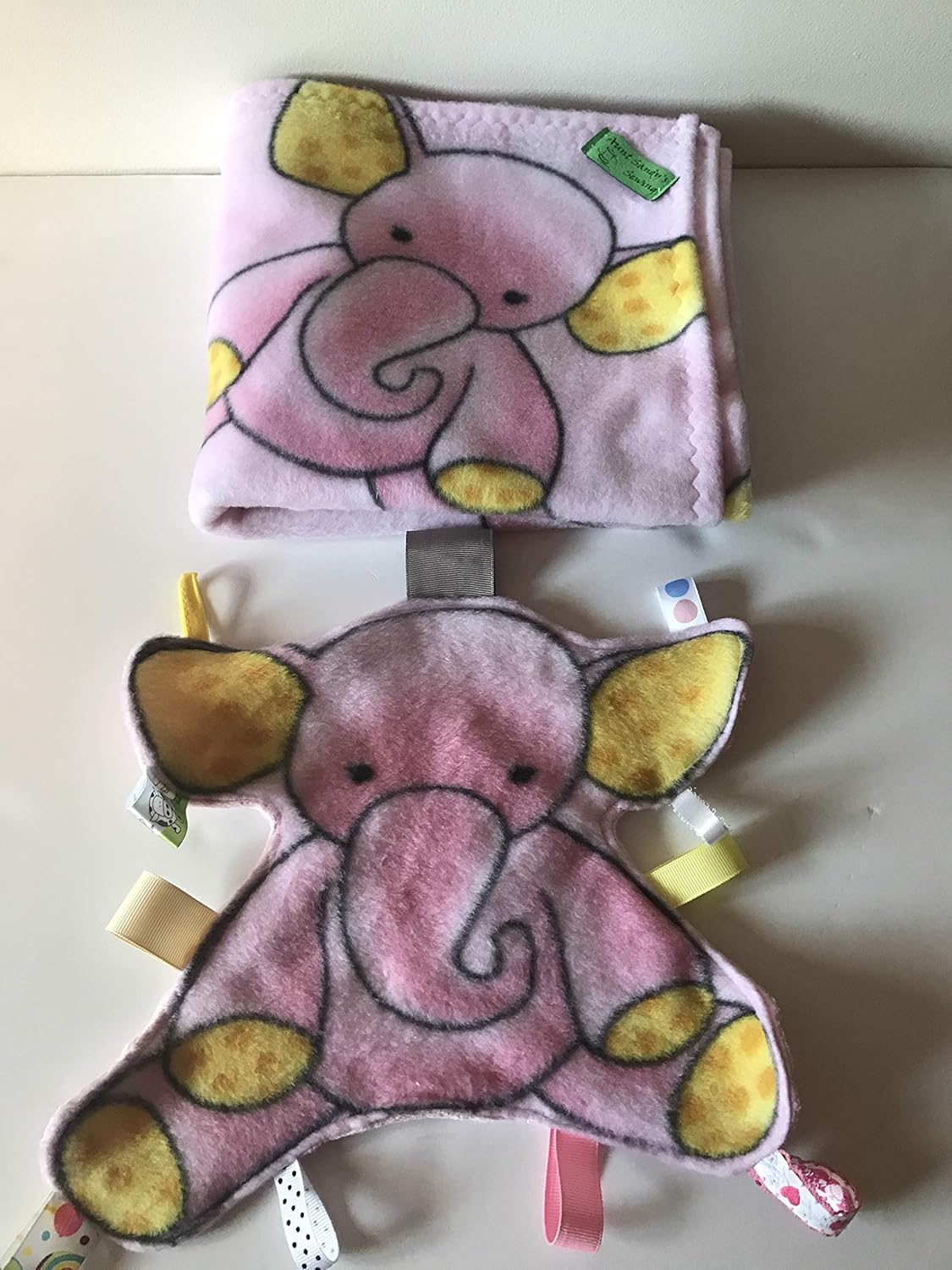 Stroller blanket with taggie, elephant taggie, elephany