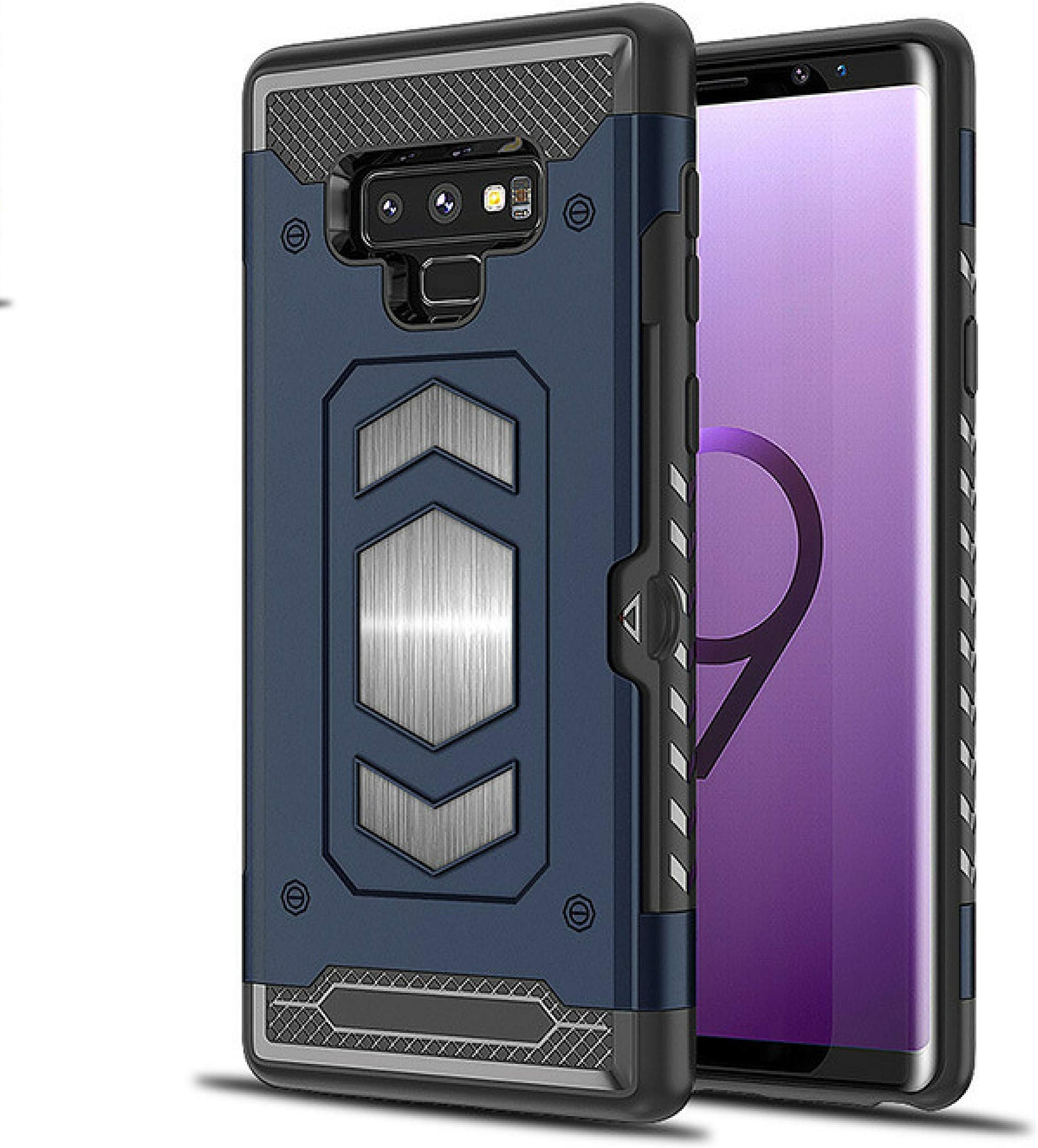Note 9 Case I Card Holder Cell Phone Case for Samsung Galaxy Note 9 with Metal Back for Magnetic Car Mount I Samsung Galaxy Note 9 Wallet Case I Leather Slim Case Cover with Card Holder Slots | Metal