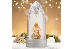 COZY-PAVILION Christmas Lantern Snow Globe Nativity Scene Lantern with Timer, 13.8’’ Swirling Glitter Water Lantern Nativity Christmas Decorations Indoor Gift for Friends