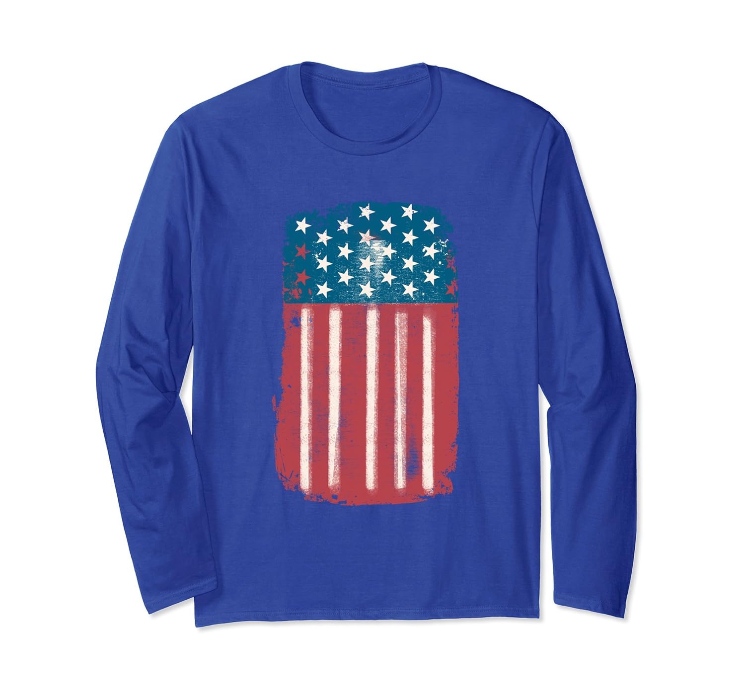 Big Distressed American Flag Long Sleeve Tee for men women-anz