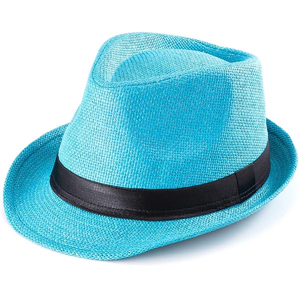 Straw Fedora Hat Trilby Style Banded and Rim Line Gangster  display picture 3