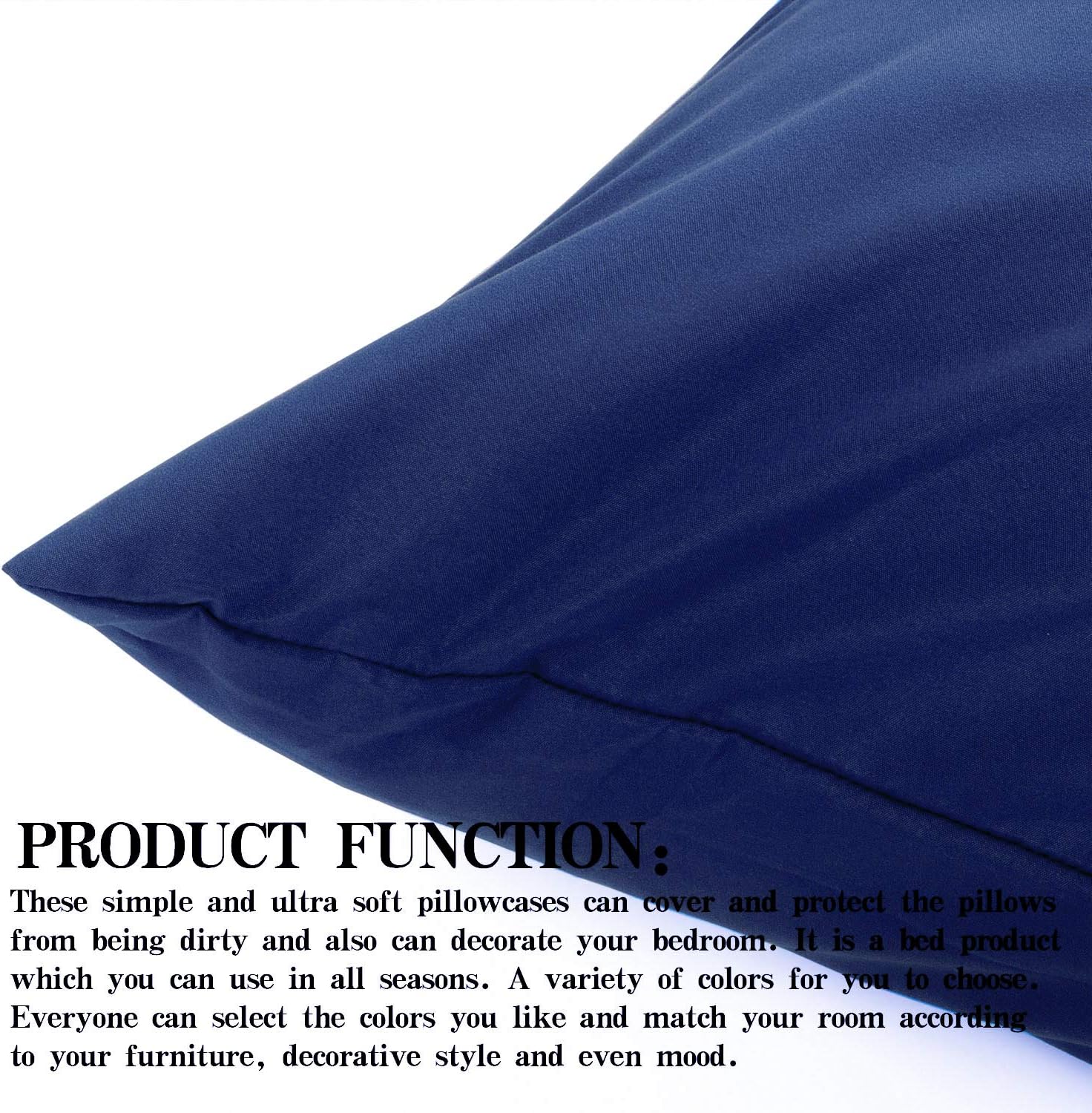 NTBAY Body Pillow Cover, Pillowcase, 100% Brushed Microfiber, Soft and Cozy, Envelope Closure, for Adults Pregnant Women, 20" x 54", Navy: Home & Kitchen